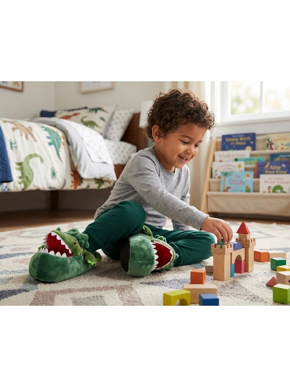 NEW Cat & Jack Dinosaur Ankle Bite Slippers